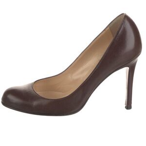 Christian Louboutin Sleek Mocha Brown Red Sole Pumps 3.75” Heel Authentic 5 • 35